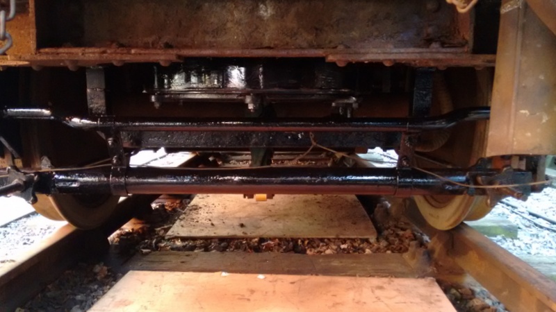 Class 104: Rear vacuum cylinder and associated brake gear after being refitted to 50528